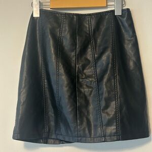 Free People Black Faux Leather Paneled Mini Skirt
